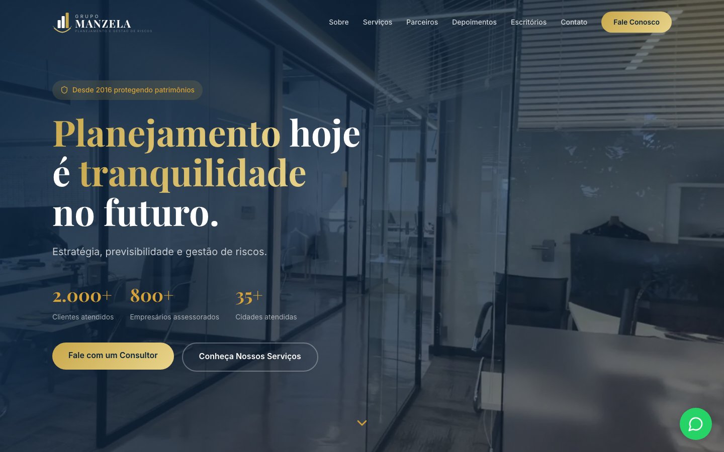 Screenshot de www.grupomanzela.com.br